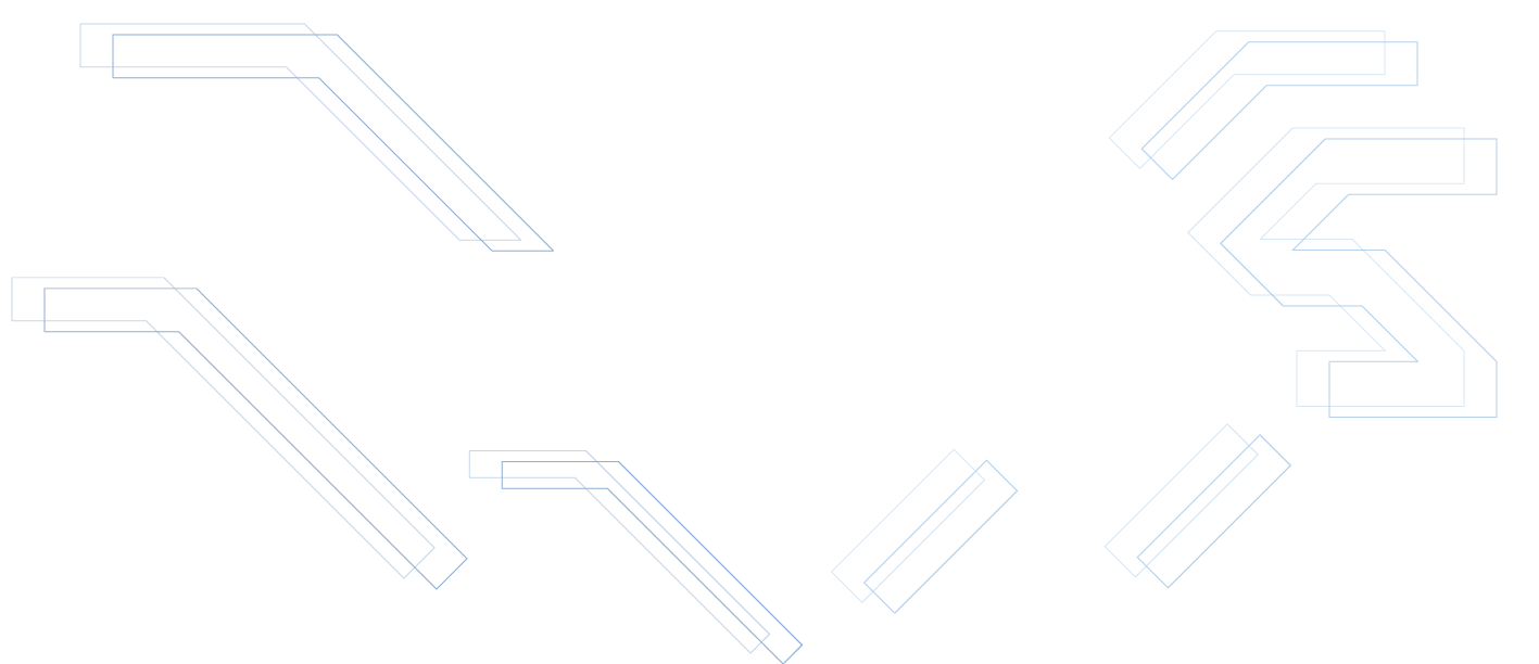 Fondo abstracto de líneas angulares azules inspirado en el logo corporativo, sin rellenos y con diseño técnico sobre fondo transparente.